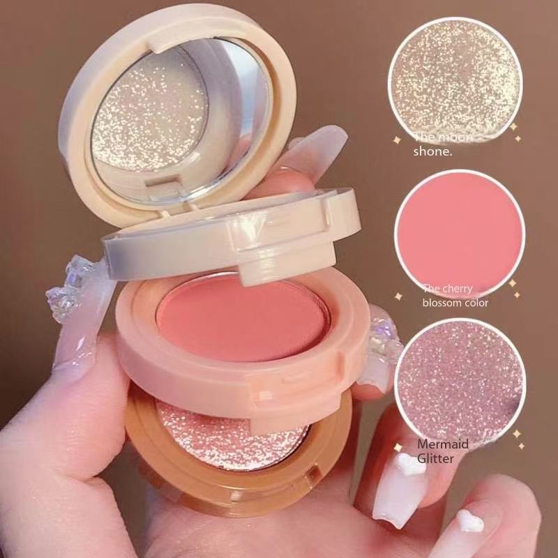 Three-color high-gloss blush powder