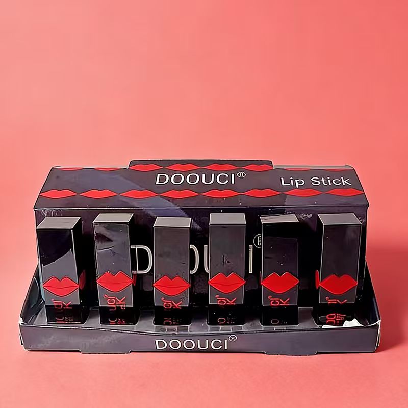 [Out of stock, Minimum order: 12,000 pcs]DOOUCI Black Casket Red Lip Lipstick