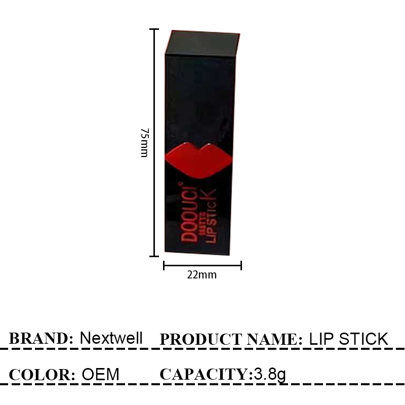 [Out of stock, Minimum order: 12,000 pcs]DOOUCI Black Casket Red Lip Lipstick