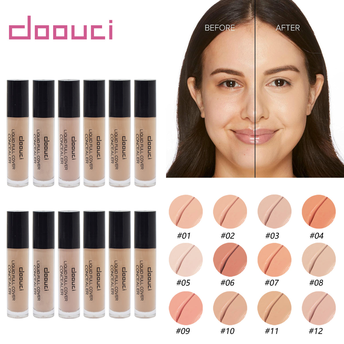 [Minimum order: 8,000 pcs]DOOUZI Multi-Shade Full-Coverage Long-Lasting Foundation