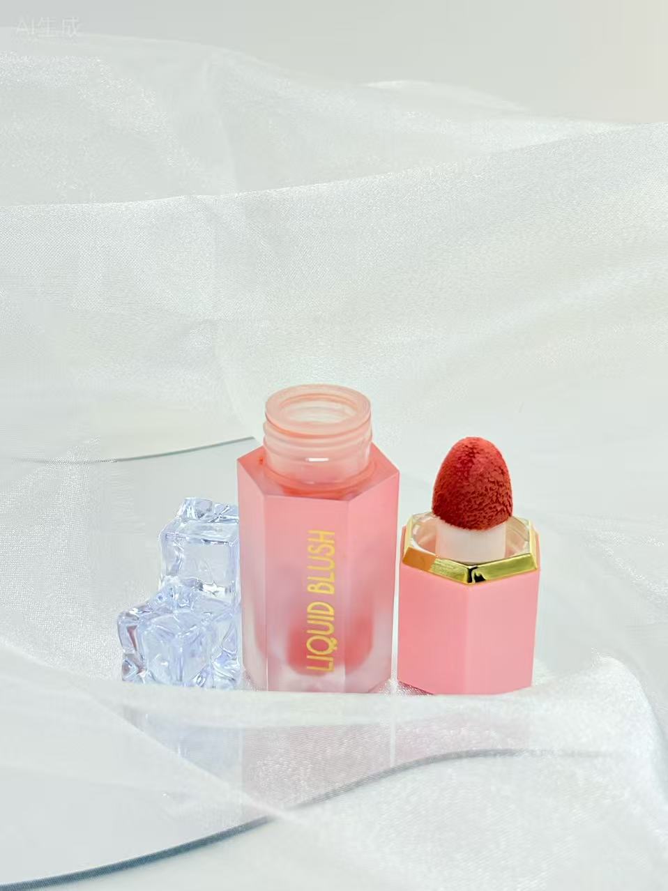 [Minimum order: 8,000 pcs]Pink Hexagon Cherry Blossom Scented Liquid Blush