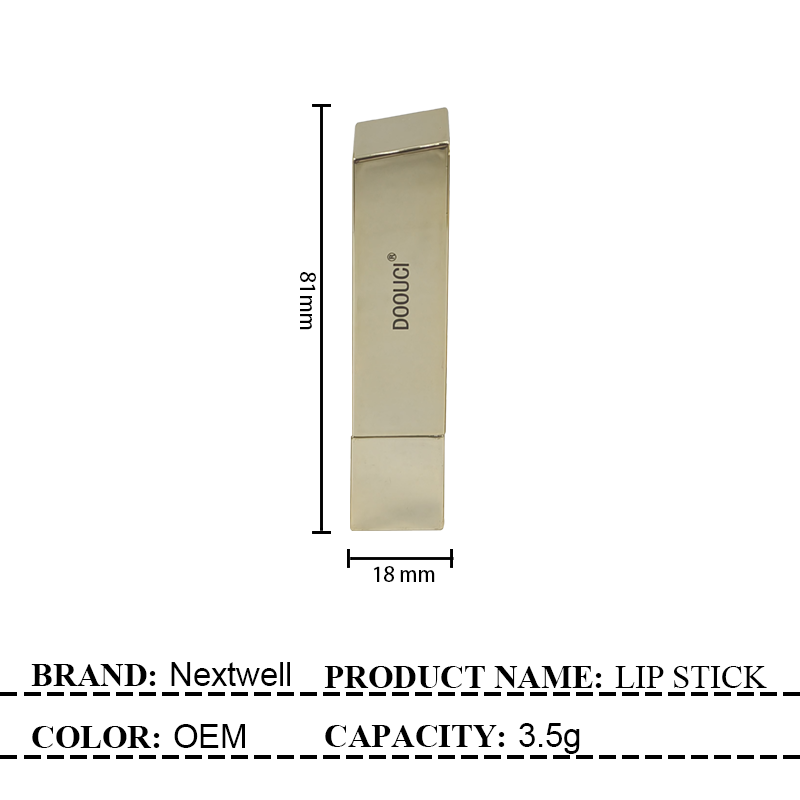 [Minimum order quantity: 12,000 pcs]NEXTWELL Luxury Gold Cube Lipstick