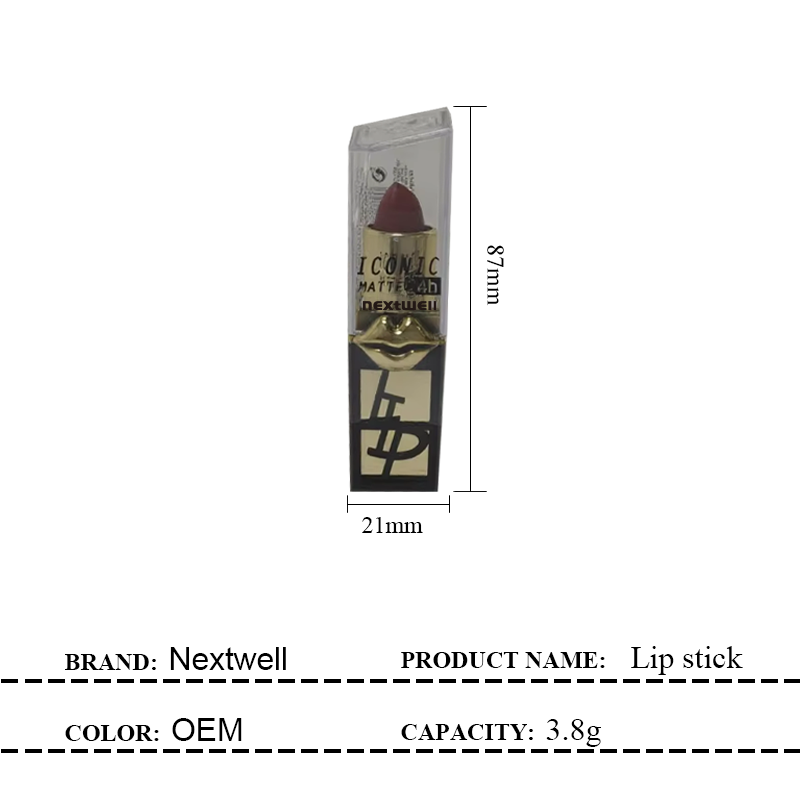 [Minimum order quantity: 12,000 pcs]NEXTWELL Luxury Gold Imprint Matte Lip Stick